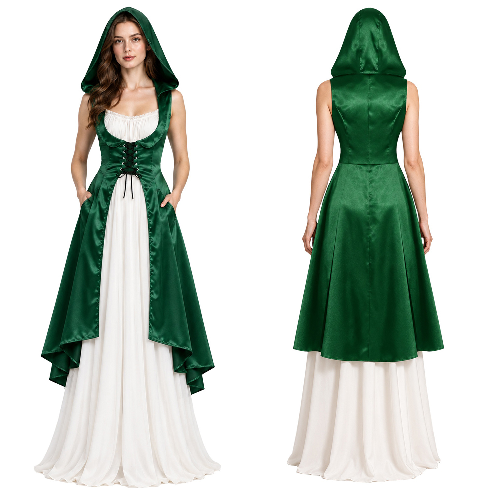 Lace Dress - Vestido medieval renascentista vitoriano com laços,
