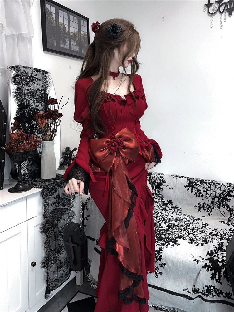 Primavera vermelho vintage ves - Women'S Red Formal Wear avaliação e preço