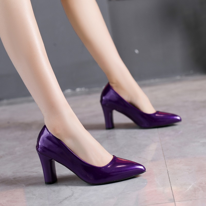 Sapatos femininos de couro env - Pump Heel Block avaliação e preço