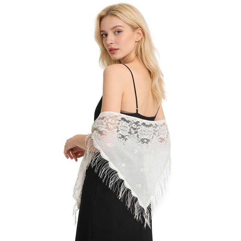 Xale Triangular de Renda Flora - Formal Dress avaliação e preço